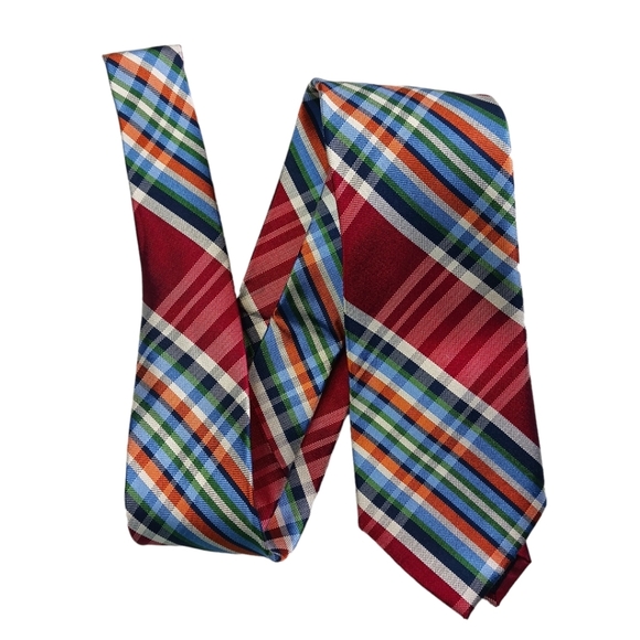 Nautica Mens Silk Tie Fall Red Blue Business Holidays Christmas 56" - Picture 1 of 4